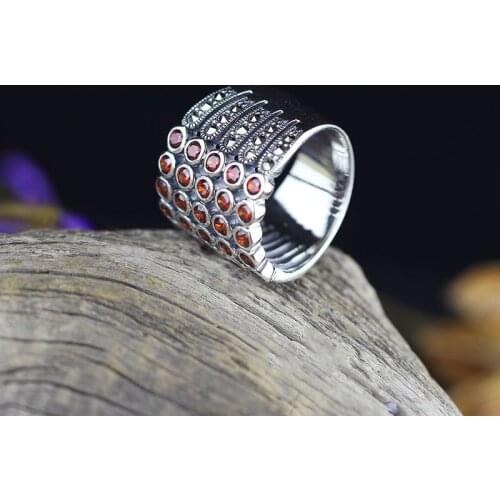 2019 new S925 pure silver jewelry ladies ring classic Thai silver exquisite natural stone ring womans silver ring