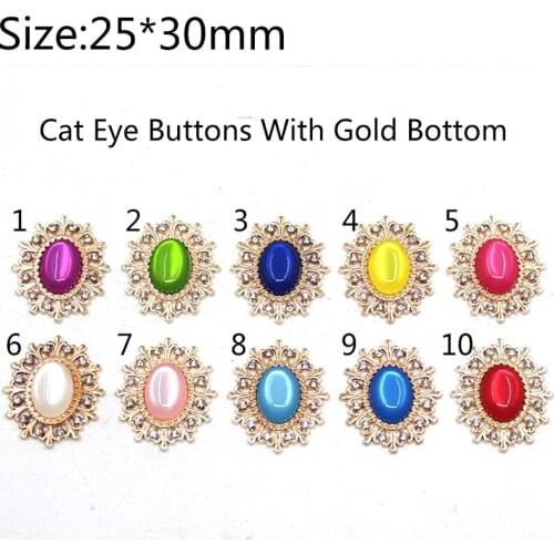New Cats eye 10pcs 25*30mm Golded Oval Flat Hollow Sewing Buttons DIY Suitable For Exquisite Clothing Decoration Accessories