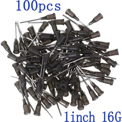 100pcs, Syringe Needle 16Ga Dispensing Needles with Luer Lock 16 Ga x 1"(1Inch Length), Blunt Tip,For Mixing Many Liquid
