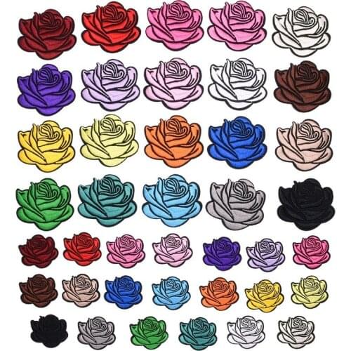 100pcs/lot Vintage Embroidery Patches Rose Backpack Shirt Biker Clothing Decoration Accessories Diy Iron Heat Transfer Applique