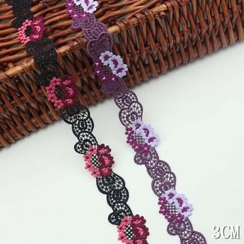 2Yards 3cm DIY Handmade Polyester Silk Water-soluble Embroidery Lace Ribbon Sewing Dress Underwear Accessories Supplies