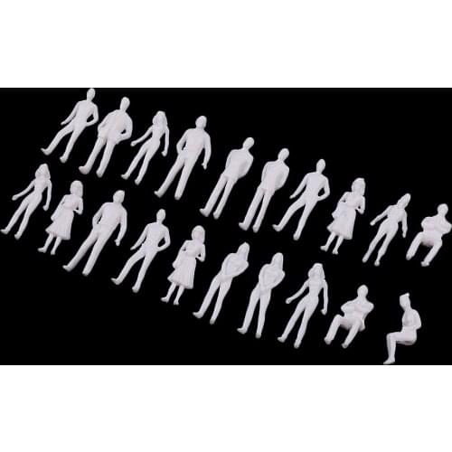 20Pcs 1/50 O Scale Unpainted Model People Miniature Figures Architectural Model Human Plastic Scene Simulation