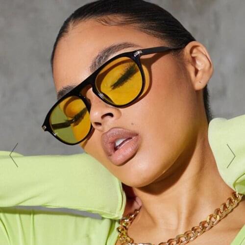 2021 Vintage Small Frame Sunglasses Men Women Sexy Oval Unique Design Celebritye Sun Glasses Black Yellow Shade Outdoor Eyewear