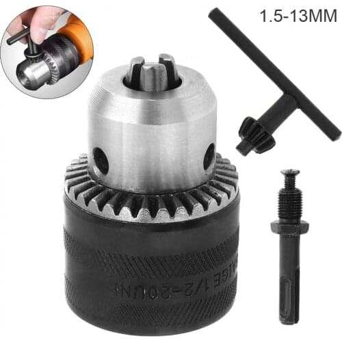 3pcs/set 1.5-13mm 1/2-20UNF Hard Alloy Drill Chuck 13mm Drill Chuck Key Wrench Round Handle Conversion Rod Hammer Conversion