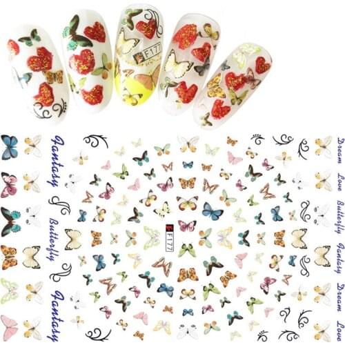 1 Sheet 3D Nail Stickers Butterfly Self-adhesive Fantastic Flowers Nail Art Sticker Decals For Nail Tips Decoration DIY Stickers
