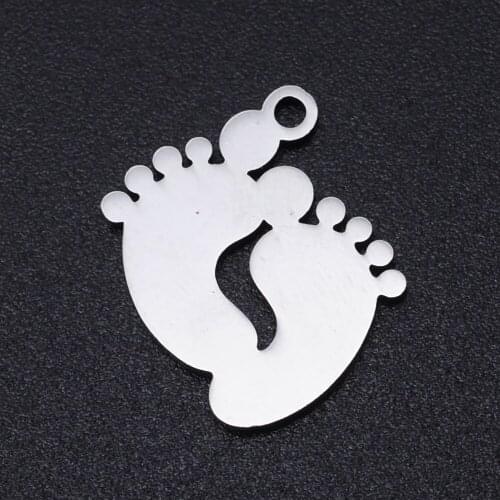 5pcs/lot 100% Stainless Steel Feet Charms Wholesale DIY Necklace Bracelet Making Charms Accept OEM Order Bracelets Pendants