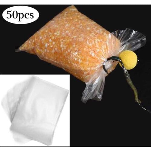 50Pcs/Lot PVA Water Soluble Fishing Bait Bag Quick Water Soluble Baits Bags Carp Fishing PVA Refill Bait Bag for Solid Baits