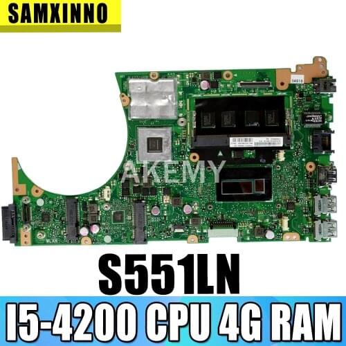 Akemy For ASUS S551LN Laotop Mainboard S551 S551L S551LB S551LN R553L Motherboard with GT840/V2G I5-4200 CPU 4G RAM