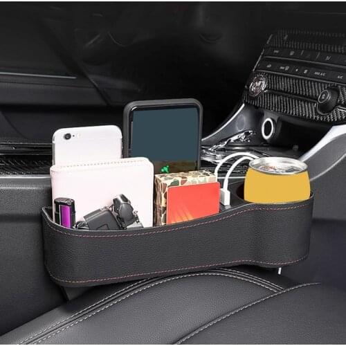 Car storage box storage box universal car seat gap storage box ABS dual USB port mobile phone charger cup holder car