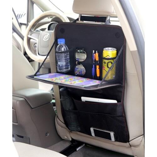 New product car seat back storage bag car multifunctional anti-kick cushion hanging bag foldable dining table tray travel access