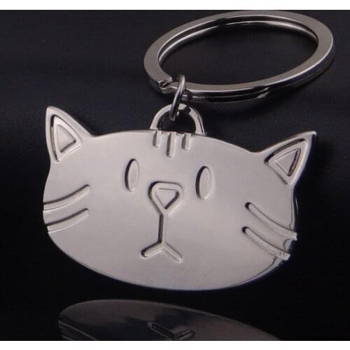 FREE shipping by FEDEX 100pcs/lot Lovely Metal Big Face Cat Keychains Novelty Cat Keyrings Cat Head Key Chains Gifts Custom LOGO