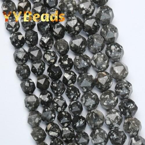 100% Natural Stone Faceted Black Sesame Beads Smooth Loose Beads 6mm 8mm 10mm For Jewelry Making DIY Charms Bracelets 15" Strand