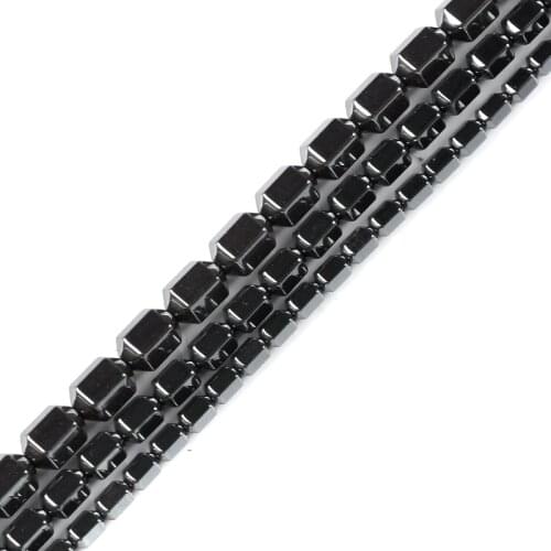 AAA Natural Stone Black Hematite Beads Hexagonal prism shape beads 6/8/10mm 68/52/40Pcs For Jewelry Making DIY Bracelet Necklace