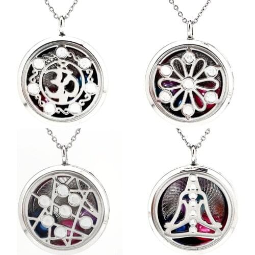 More Styles Yoga OM Lotus Pendant Necklace Magnetic Aromatherapy Essential Oil Diffuser Beads Locket Pendant