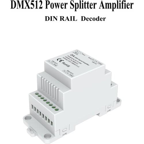 DA DMX512 Power Splitter Amplifier DMX Repeater DIN Rail 12-36VDC Decoder Receiver Controller 2 Channel