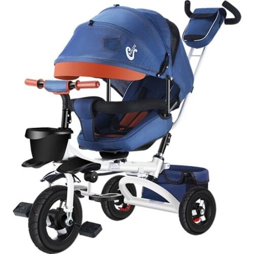 Childrens Tricycle Foldable And Rotate 1-3-5 Children Bicycles baby light strollers 360 degree seat rotation
