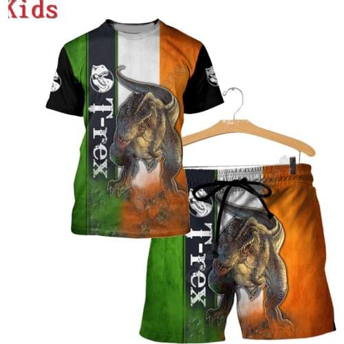 Love Dinosaur 3D Printed T Shirts And Shorts Kids Funny Childrens Suit Boy Girl Summer Short Sleeve Suit Kids Apparel 14