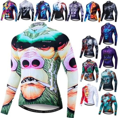 Weimostar Mens Cycling Jersey Long Sleeve 3D Cycling Clothing Autumn Mountain Bike Jersey Tops Road Bicycle Jackets Ropa