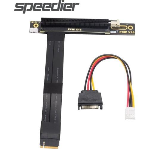 M.2 MKEY NVME To PCIe 3.0 x16 Flexible Extension Adapter 90 Degree Angled Riser Card Extender Mining BTC Cable For Bitcoin Miner