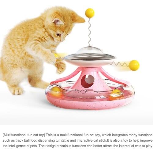 Pet Cat Toy Tumbler Cat Turntable Track Ball Windmill Food Leakage Toy Fun Cat Stick Pet Supplies Multifunctional Cat Toys