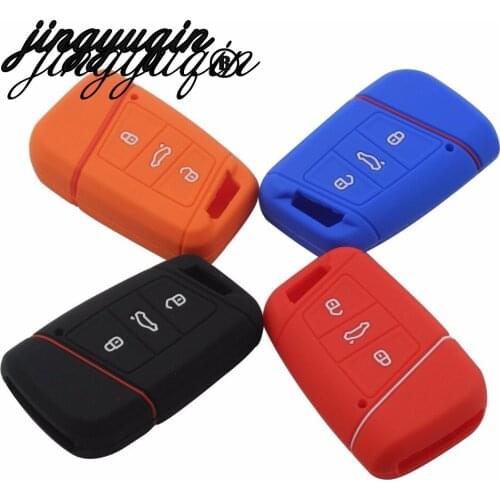 Jingyuqin 50pcs for VW Magotan Passat B8 Golf Skoda Superb A7 Smart Remote Rubber Cover Silicone Key fob Case