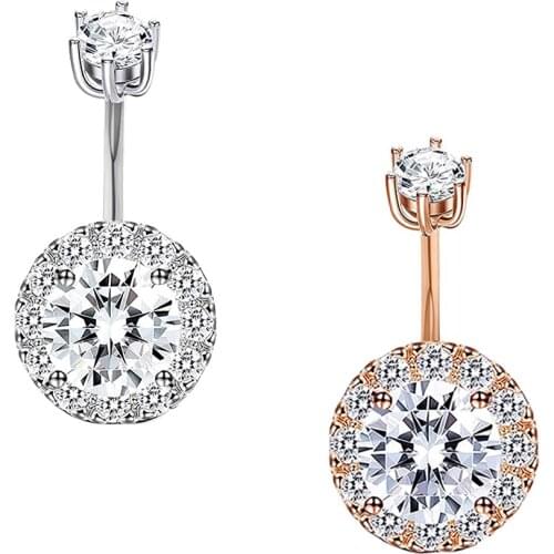 Surgical Steel Belly Button Rings, CZ Belly Rings Belly Piercing Navel Piercing Jewelry Zircon Women 14g Navel Barbell Set