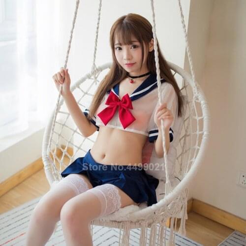 Tops+skirt Clothing Set Women Japanese JK Suit Sexy Cute Student Girls School Uniform Transparente Lace Mini Vest Lingerie