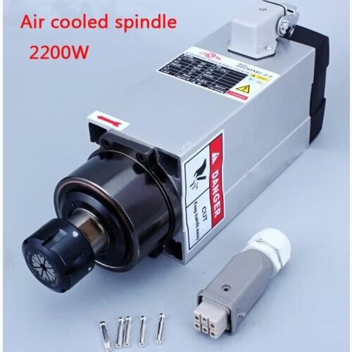Square 2.2kw Air cooled spindle runout-off 0.01mm, 220V Spindle motor,for Ceramic bearing,Engraving milling grind