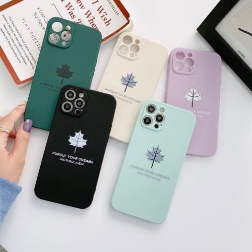 Square Liquid Silicone Maple Leaf Case For iPhone 11 12 Pro Max XS MAX X XR 8 7 6s Plus SE 2020 Ultra-Thin Soft Phone Cover Case