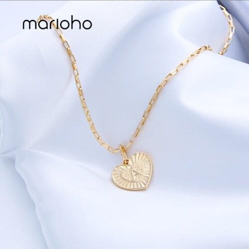 Marioho Fashion 26 Initial Letter Necklace For Women Lucky Heart Shape A-Z Charm Pendant Necklace Stainless Steel Jewelry