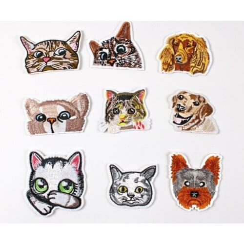 Cartoon Dog Head Cat Microphone Embroidery Cloth Stickers Clothing Accessories Badge Patch