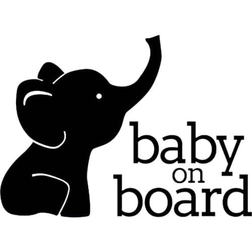 BABY ON BOARD ELEPHANT Car Sticker Vinyl Decal Cartoon Warning Accessories 17X12.3CM T-00145