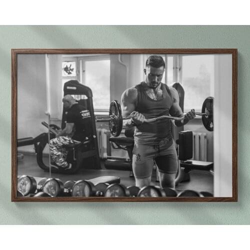 Fitness Bodybuilding Man Strong Muscles Exhibition Healthy Body 14 Wall Sticker Silk Fabric Poster Art Indoor Decor Bright