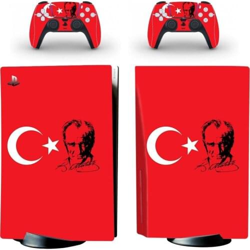 Turkey Flag PS5 Standard Disc Edition Skin Sticker Decal Cover for PlayStation 5 Console & Controller PS5 Skin Sticker Vinyl
