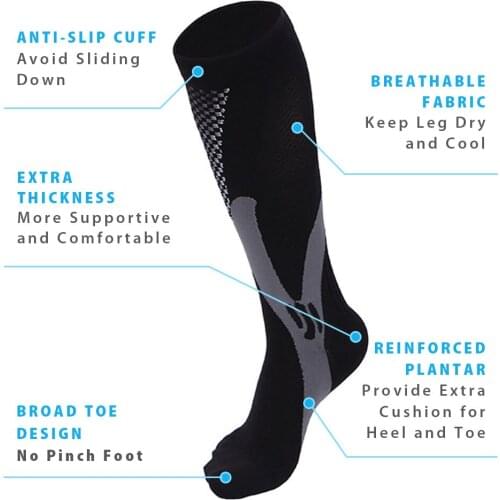 Leg Relief Stretch Compression Socks Men Women Running Sports Medical Pregnancy Travel Soccer Breathable Adult Sports Socks