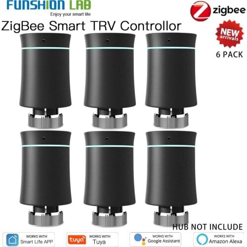 FUNSHIONLAB ZigBee3.0 TRV Tuya New Radiator Actuator Valve Smart Programmable Thermostat Temperature Heater Alexa Voice Control