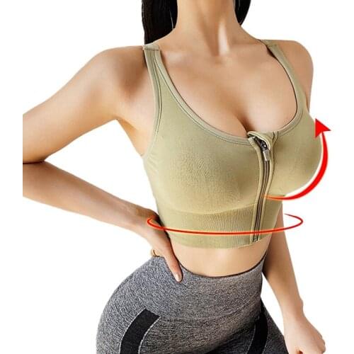 Sexy Plus Size Push Up Bras Front Zipper Underwear Women Seamless Gym Fitness Breathable Workout Active Brassiere Sports Bras W1