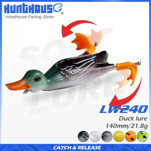 Hunthouse splashing duck pike lure splash feet floating Bass 140mm 21.8g freshwater soft Lures for fishing silicone bait lw240
