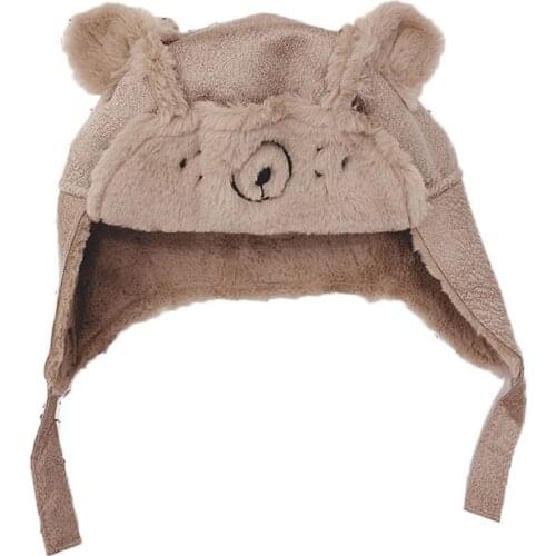 Baby Boys Girls Cartoon Hat Kids Children Ear Flap Muff Winter Warm Plush Cotton Cap Outdoor Lei Feng cap