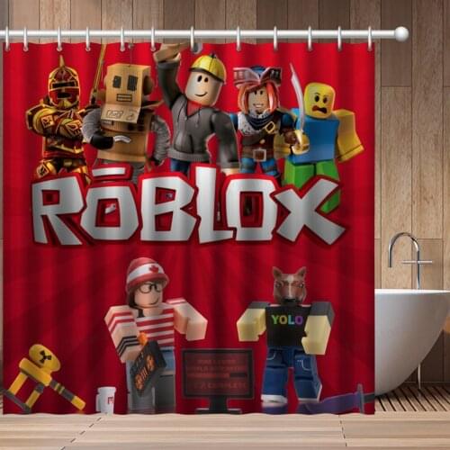Roblox Shower Curtains Printing Cartoon Figure Polyester Waterproof Cloth Home Decoration Hooked Bathroom Products Kids Love 1pc