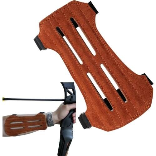 Traditional Cow Leather Arm Restraint Protector Guard Pull Bow Protect Arm Accessory for Shooting Hunting Archery