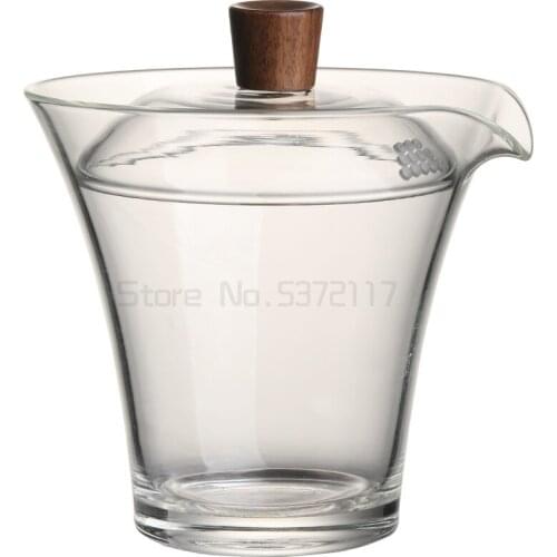 Thickened glass covered bowl household Kung Fu tea set tea cup high temperature resistant tea bowl with cover hand grab pot