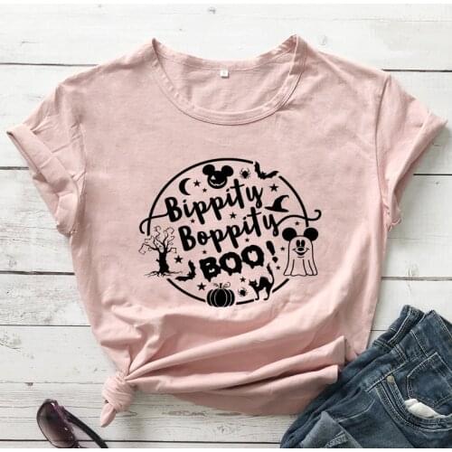 Funny Bippity Boppity BOO T-shirt Trendy Autumn Short Sleeve Halloween Holiday Gift Tshirt Fashion Women Graphic Tee Shirt Top