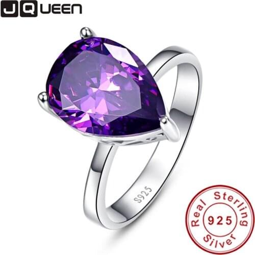 Elegant Waterdrop Amethyst Pearl Cut 925 Sterling Silver Promise Wedding Ring 8.8 Carats Love Engagement Rings for Women