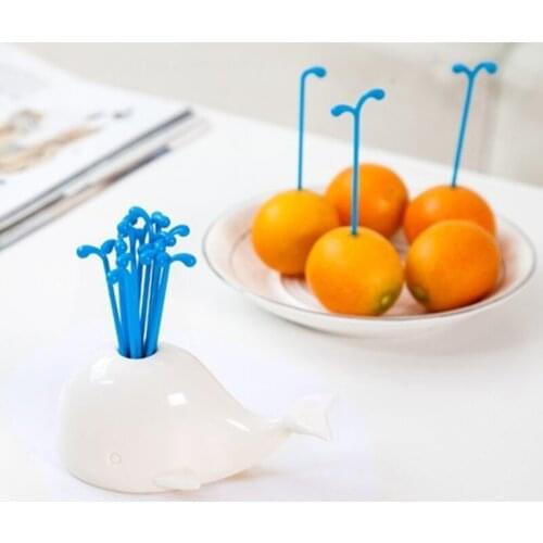 1 Set Cute Beluga Fruit Fork White Whale Kitchen Accessories Cooking Fruit Vegetable Tools Gadgets for Party Home Decor Hall