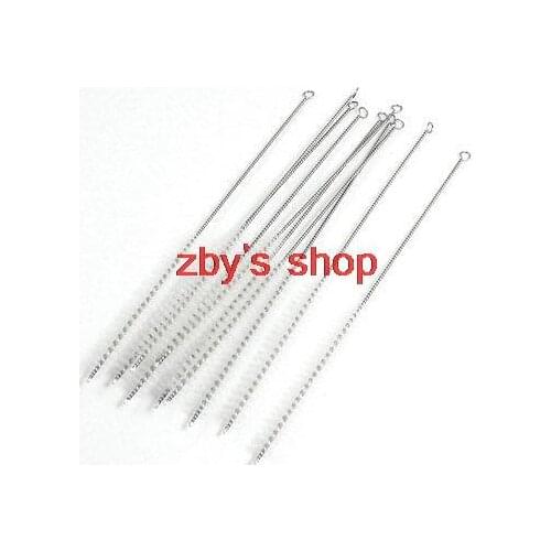 10pcs 8mm Dia Test Tube Bottle Clean Nylon Washing Brush Tool White for Laboratory Chemistry