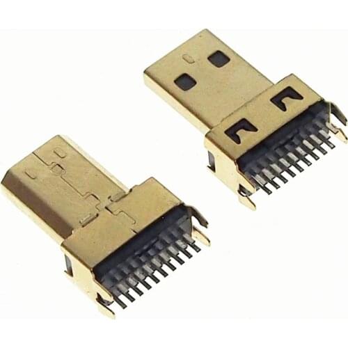 10pcs/lot Gold Plated 19P MICRO HDMI D Type Male Plug Jack Splint type Welded wire type