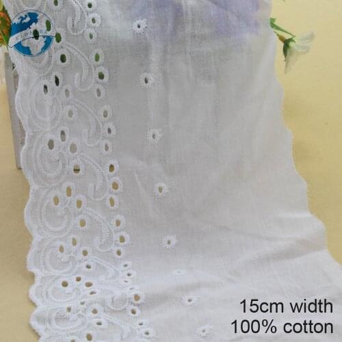 10yard 15cm wide 100% Cotton embroid lace sewing ribbon guipure trim wedding lace DIY Garment Accessories african doll lace#3921