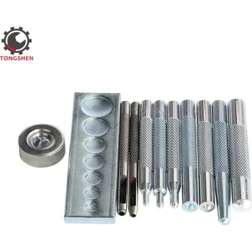 11pcs Leather Tool Punch Snap Fastener Install Rivet Setter Base for Punch Hole and Install Rivet Button Die Punch Snap Kit