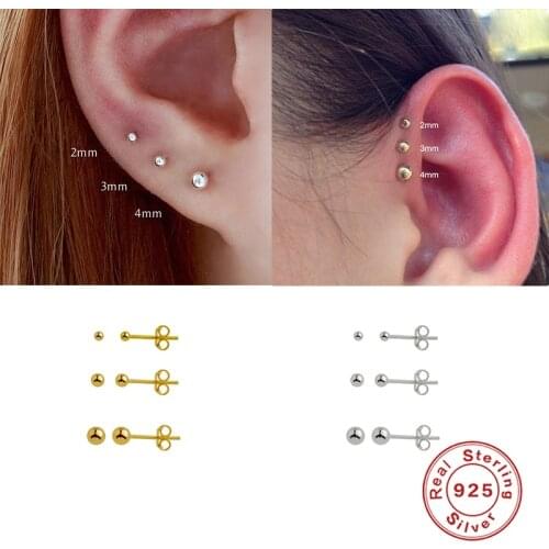 2pcs 925 Sterling Silver Minimalist Puncture Pendientes Stud Earring for Valentines Day Anniversary Birthday Ear Bone Buckle
